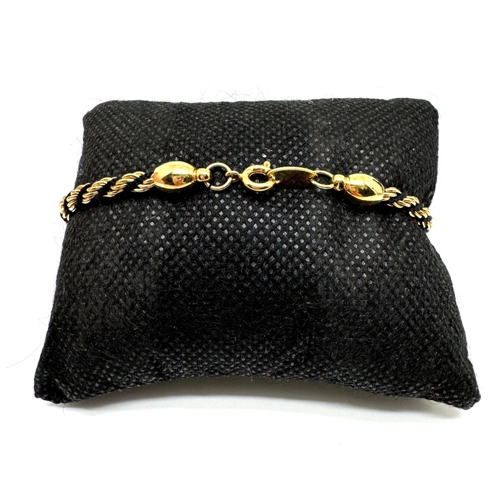 Trifari TM Gold and Black Twisted Rope Chain Bracelet - Picture 6 of 11